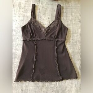 Papillon Blanc Y2K Lined V-Neck Camisole Lace Accent